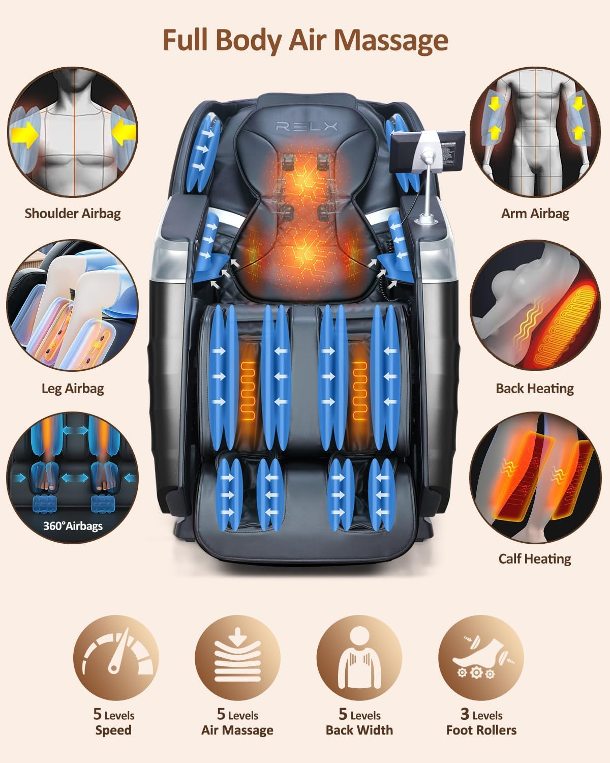 Massage Chair Full Body with Body Scan, Zero Gravity, Sl-Track, Black