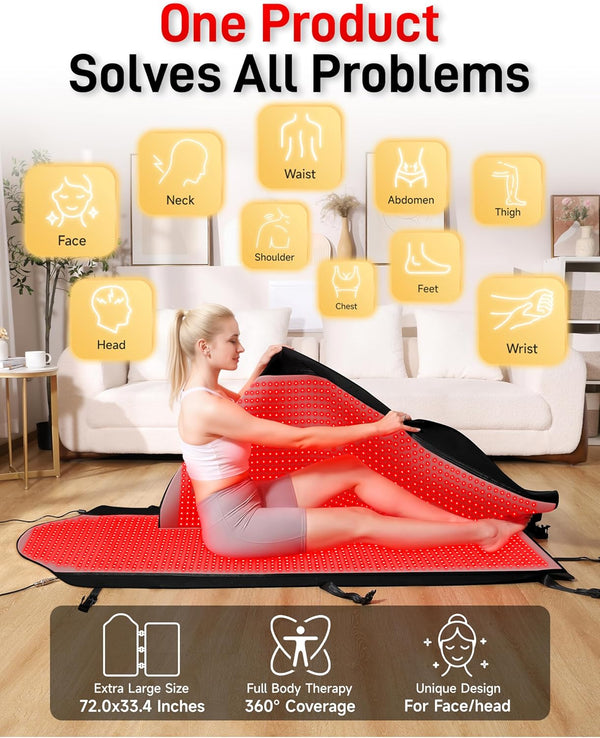 ADRACY Premium Full Body Red Light Therapy Mat – Triple-Mode Red & Near Infrared Therapy | 2,600 Dual-Wave LEDs | Medical-Grade TPU | 72" × 33.4" | FSA/HSA Eligible