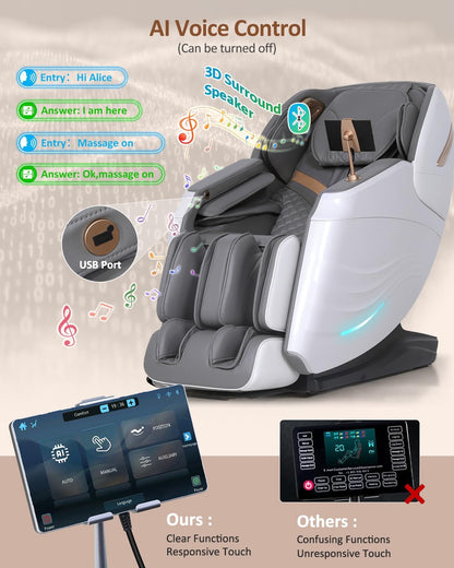 Massage Chair Full Body with Body Scan, Zero Gravity, Sl-Track, White