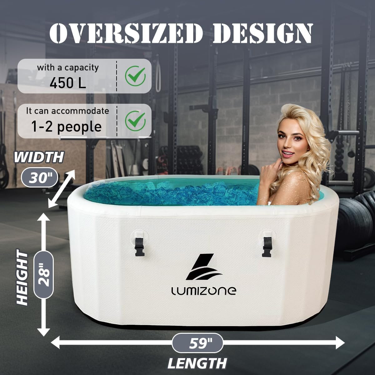 Inflatable Cold Plunge Tub 132 Gallons Capacity Ice Bath White