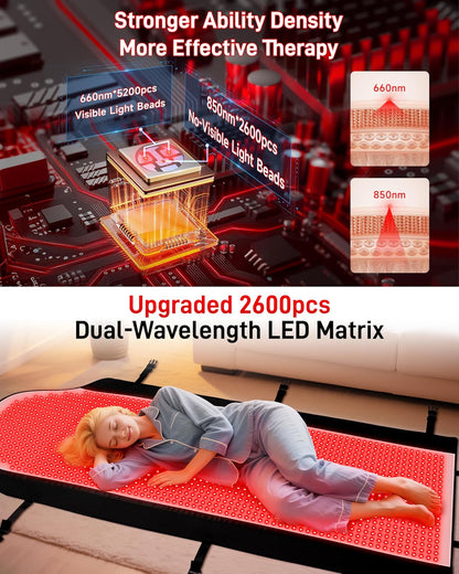 2026 Upgraded Triple-Mode Red Light Therapy Mat for Full Body Pain Relief, FSA&HSA Eligible 72.0" X 33.4" Medical-Grade TPU Infrared Red Light Bed with 2600 Dual-Wave Leds (Black)