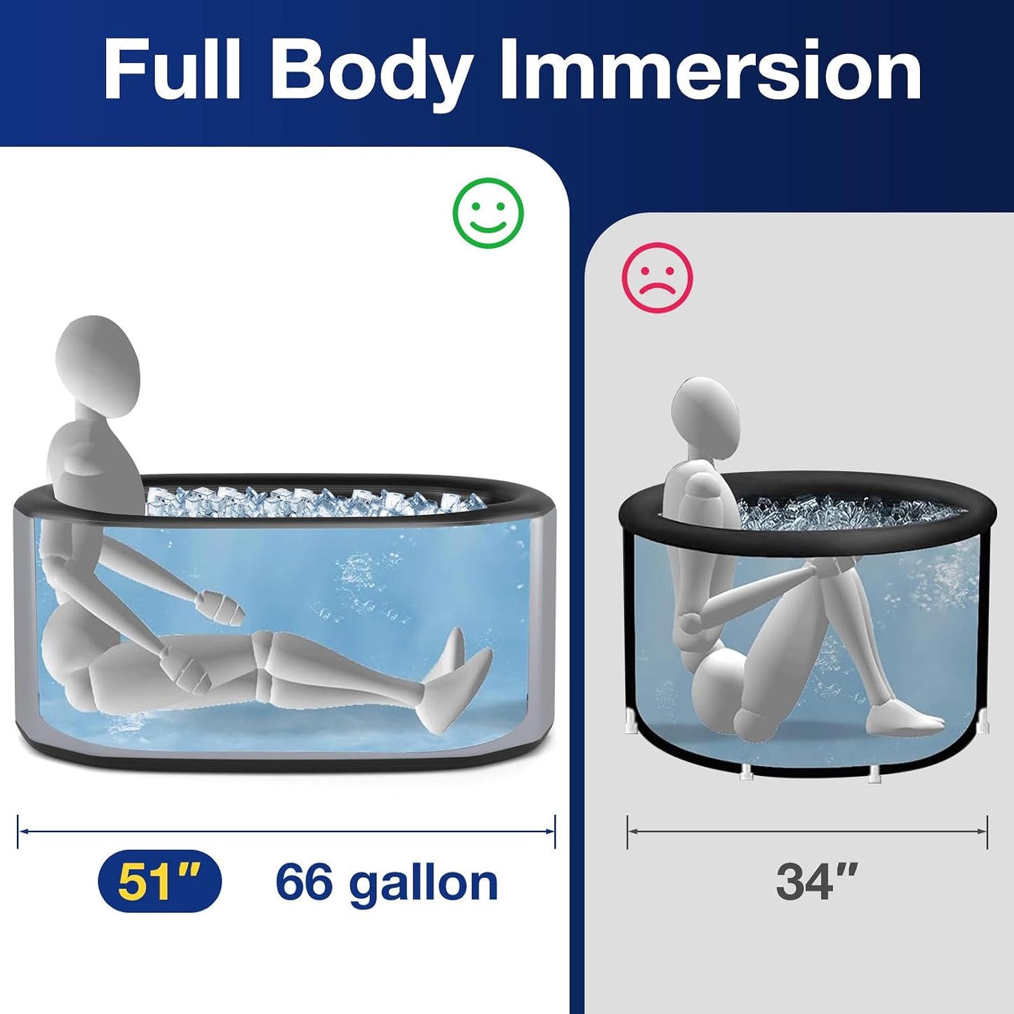 XL 129 Gal Oval Ice Bath Tub with Cover