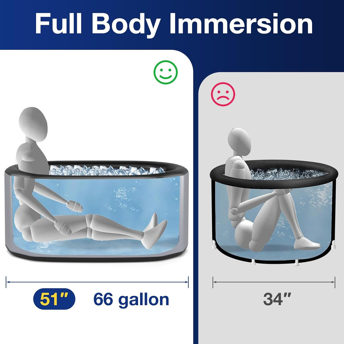 XL 129 Gal Oval Ice Bath Tub with Cover