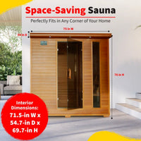 Infrared Sauna Built for Family Wellness, Canadian Red Cedar, 10 Carbon Heaters, Ultra-Low EMF Technology
