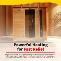Infrared Sauna Built for Family Wellness, Canadian Red Cedar, 10 Carbon Heaters, Ultra-Low EMF Technology