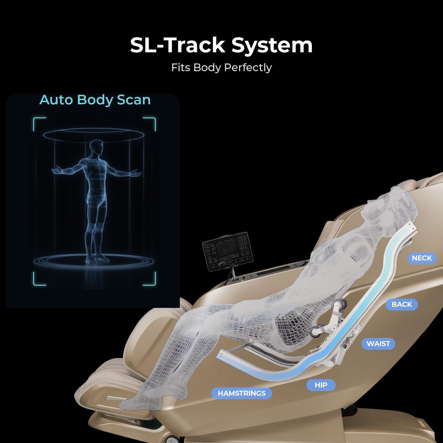 4D Achilles L 360 Rotating Footrest L Full Body Massage Chair L Zero Gravity L 360 Kenading Calfrest L Lumbar Heating L Touchscreen Controller L Auto Body Scan L Bluetooth Speaker (Black)