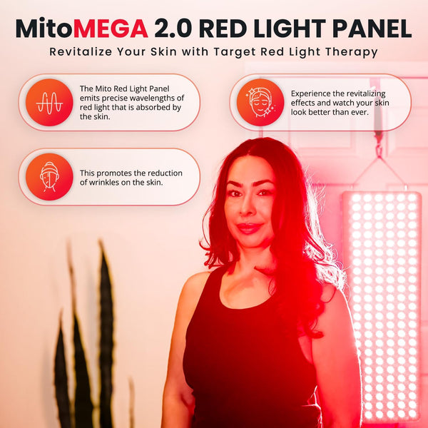 MitoMEGA 2.0 Premium Full Body Red & Near Infrared Light Therapy Panel – 660nm & 850nm | 300 High-Powered LEDs | Third-Party Tested | FSA/HSA Eligible