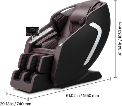 Massage Chair, 4D Full Body Zero Gravity Recliner with SL Track, Yoga Stretch, AI Voice Control, Heat, Foot Roller, Retractable Pedal, 36 Airbags, LCD, Armrest Controls, Rolling Base